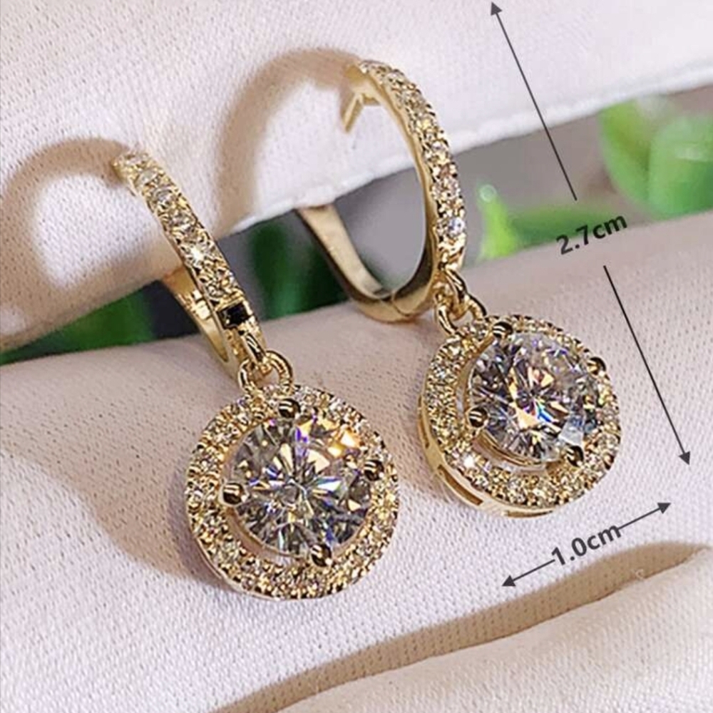 💛💛NEW💛💛 GORGEOUS!! CZ Drop Dangle Earrings in GOLD Plating - Picture 6 of 16